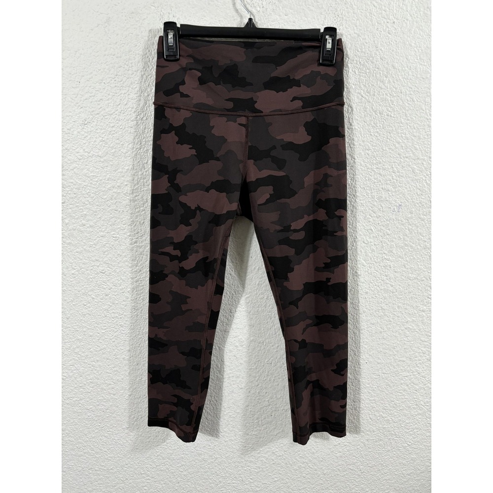 Lululemon‎ Leggings Womens 8 Brown Gray Black Camo High Rise Crop Yoga Pants